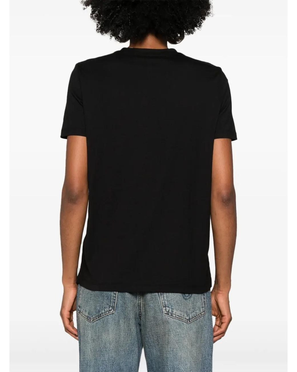 Balmain Black Crystal-Logo Cotton T-Shirt