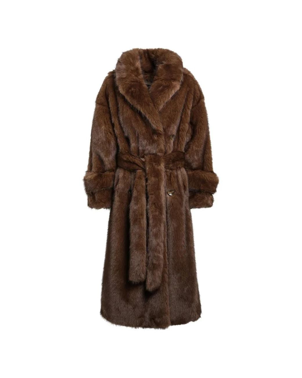BB COUTURE Brown Farrah Faux-Fur Trench Coat