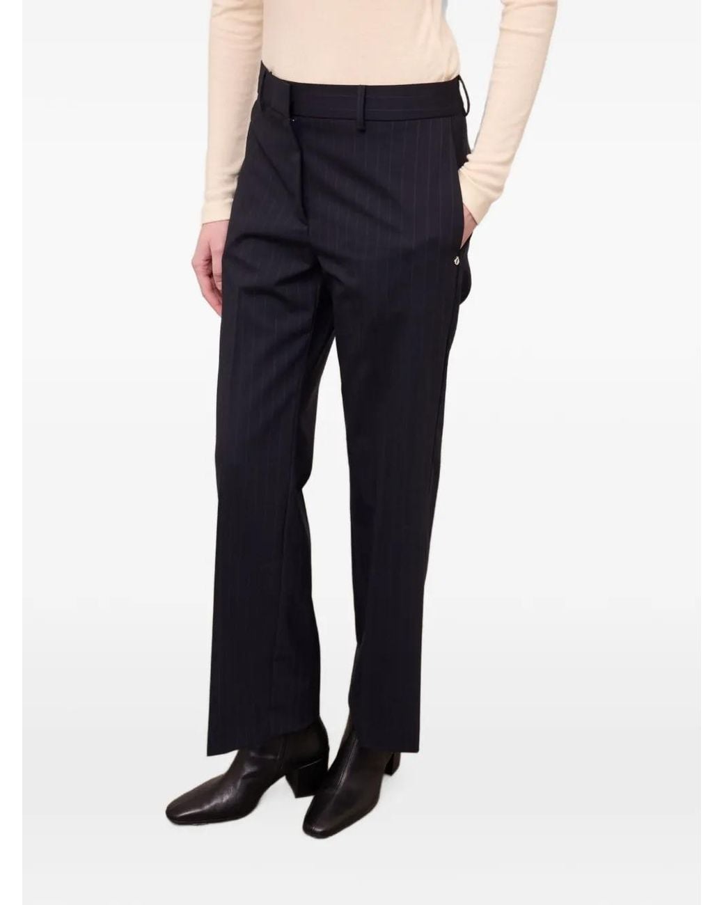 Ottod'Ame Blue Pinstripe-Pattern Tailored Trousers