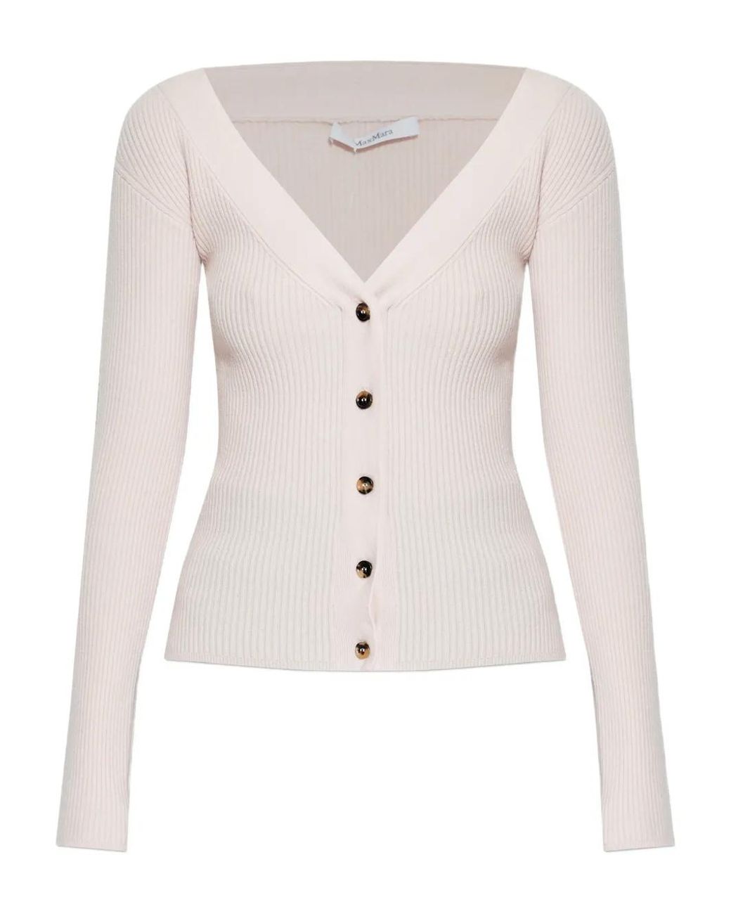 Max Mara White Cardigan À Col V