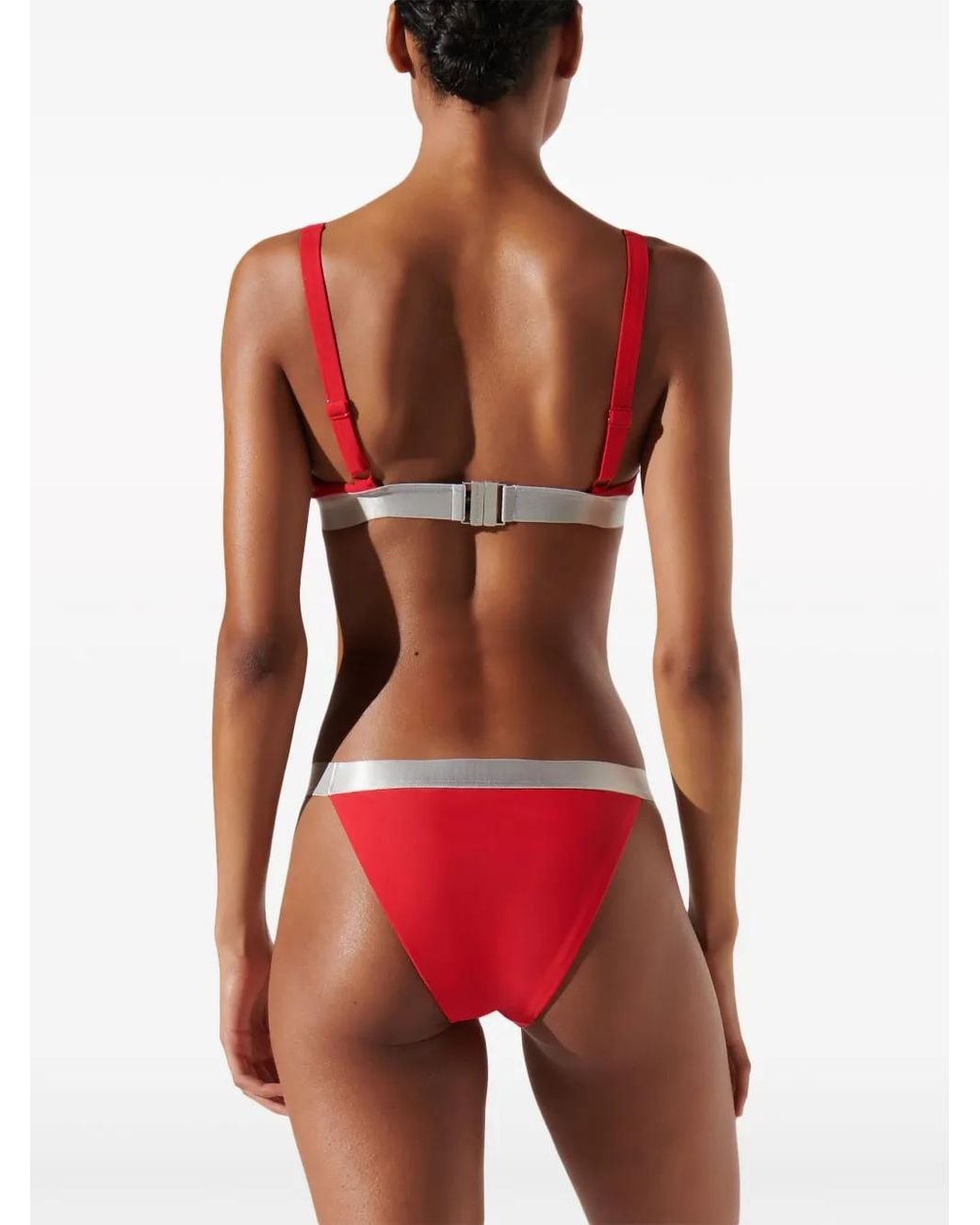 Karl Lagerfeld Red Logo-Underband Triangle Bikini Top