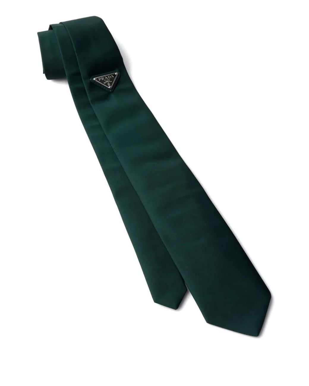 Prada White Triangle-Logo Tie for men