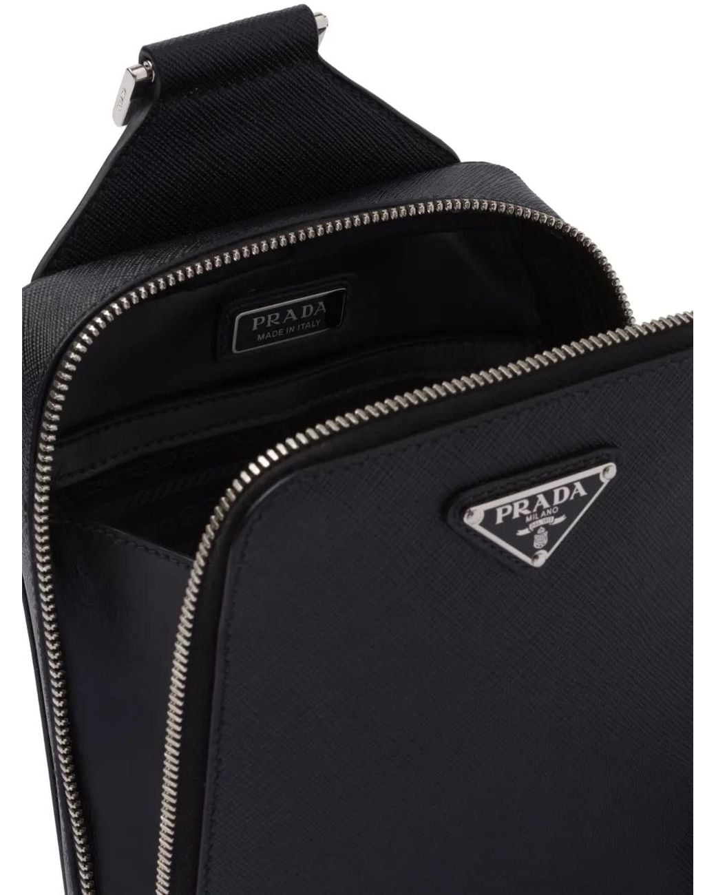 Prada Black Saffiano Leather Brique Cross-Body Bag for men