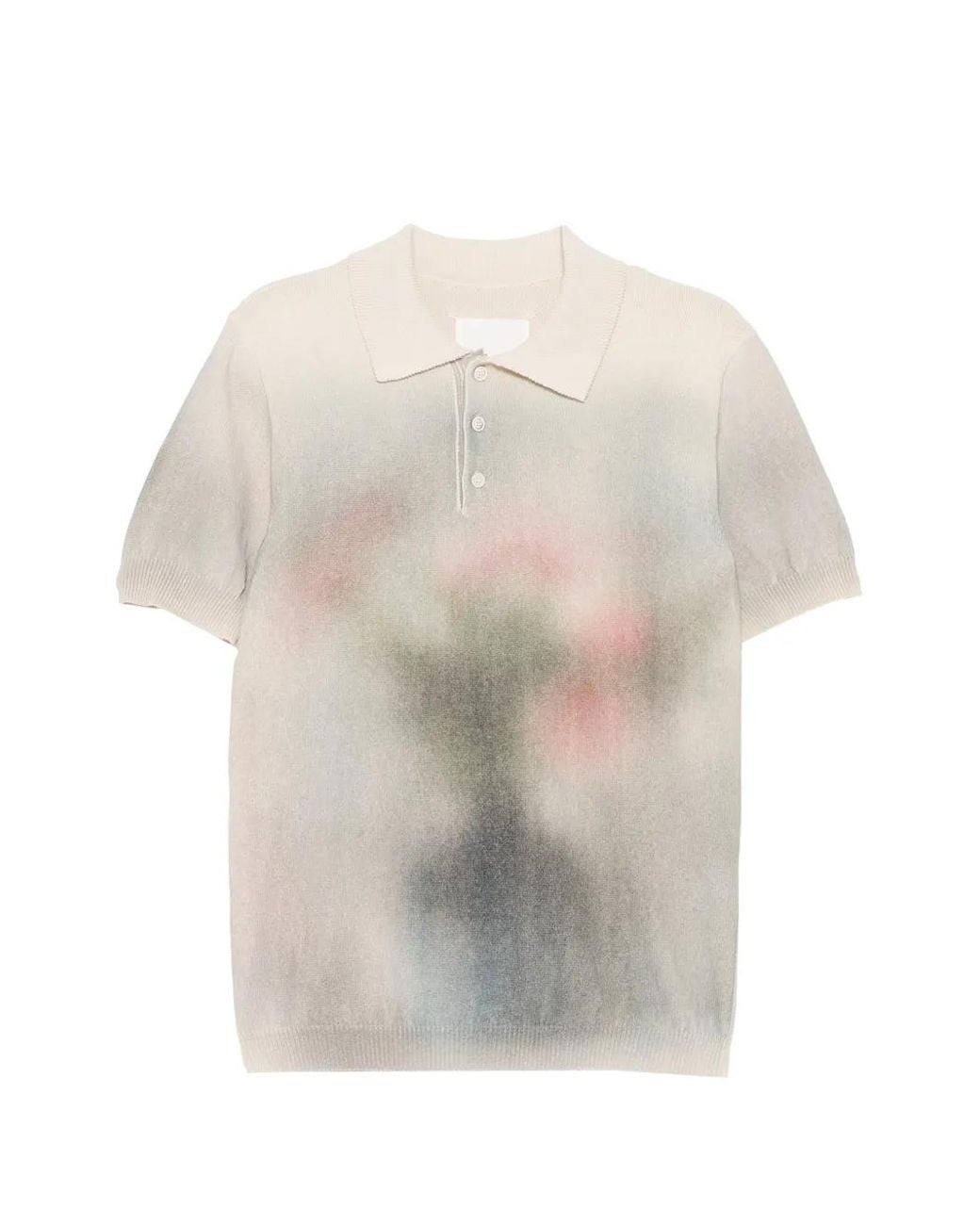 Maison Margiela White Spray-Effect Knitted Polo Shirt for men