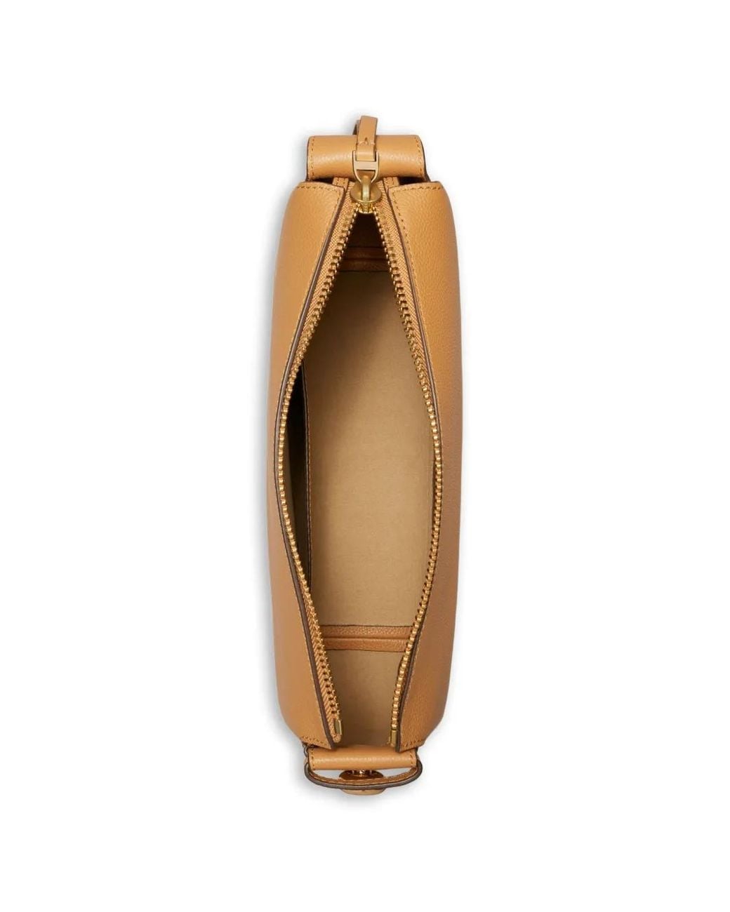 Tory Burch Natural Medium Romy Zip Leather Shoulder Bag