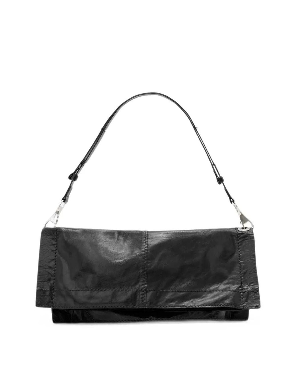 AllSaints Black Lutece Leather Shoulder Bag