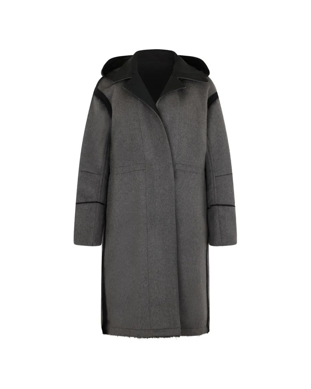 Moorer Gray Hooded Cashmere Coat