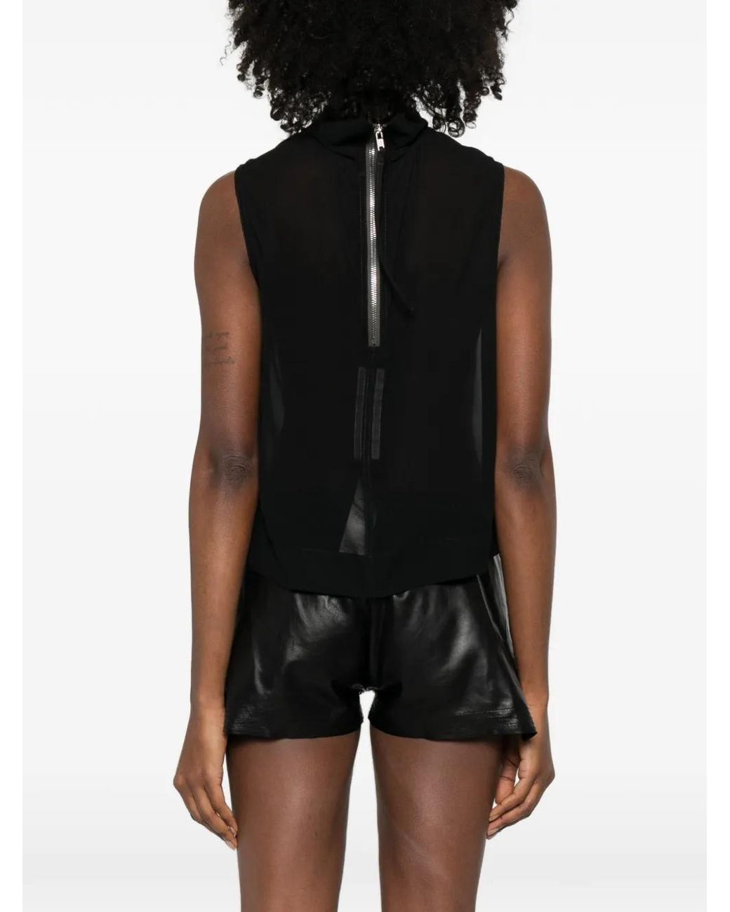 Rick Owens Black Tabard Zip-Up Top