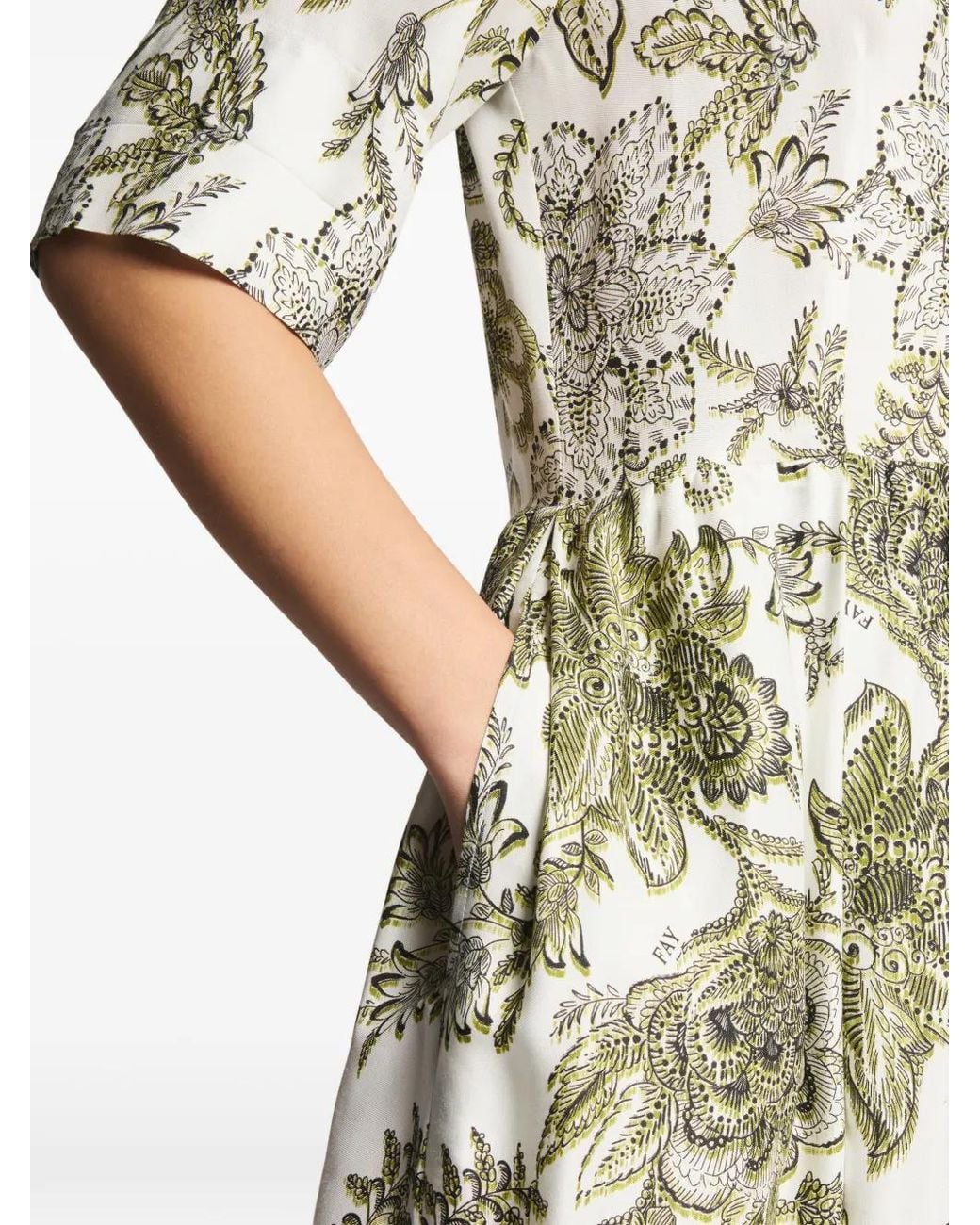 Fay White Short-Sleeved Twill Midi Dress