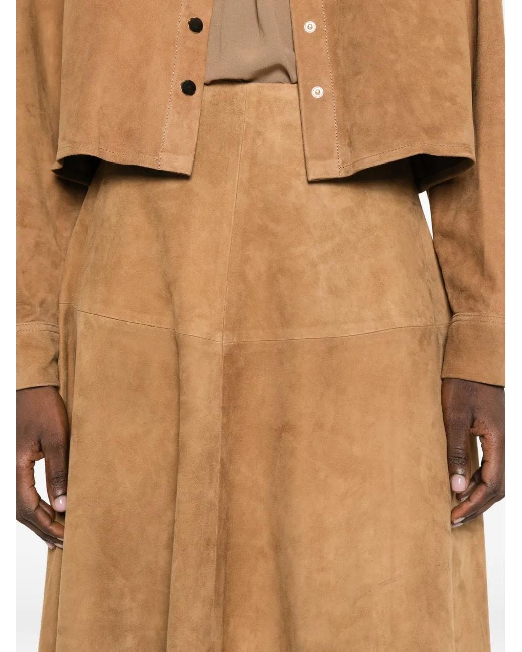 Nour Hammour Natural Opera Panelled Midi Skirt