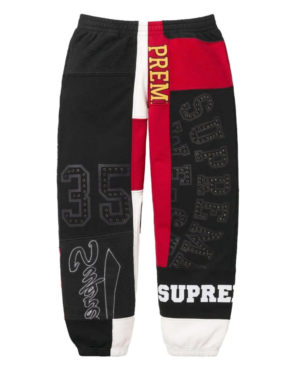 Supreme Black Patchwork Track Pants for men
