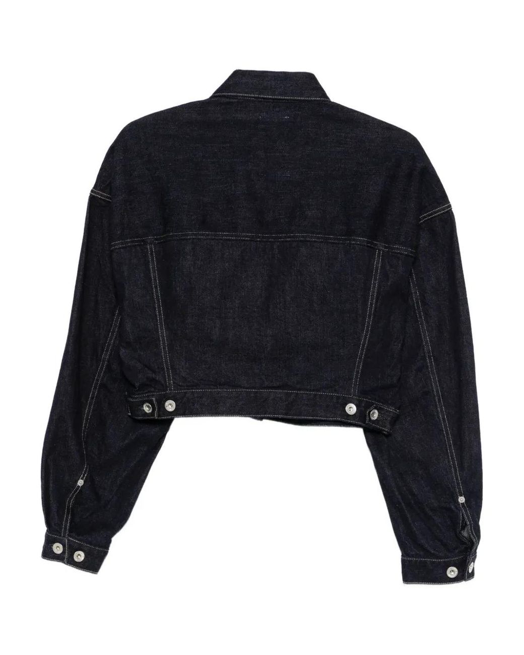 Kuro Black Selvedge Cropped Buttoned Trucker Jacket