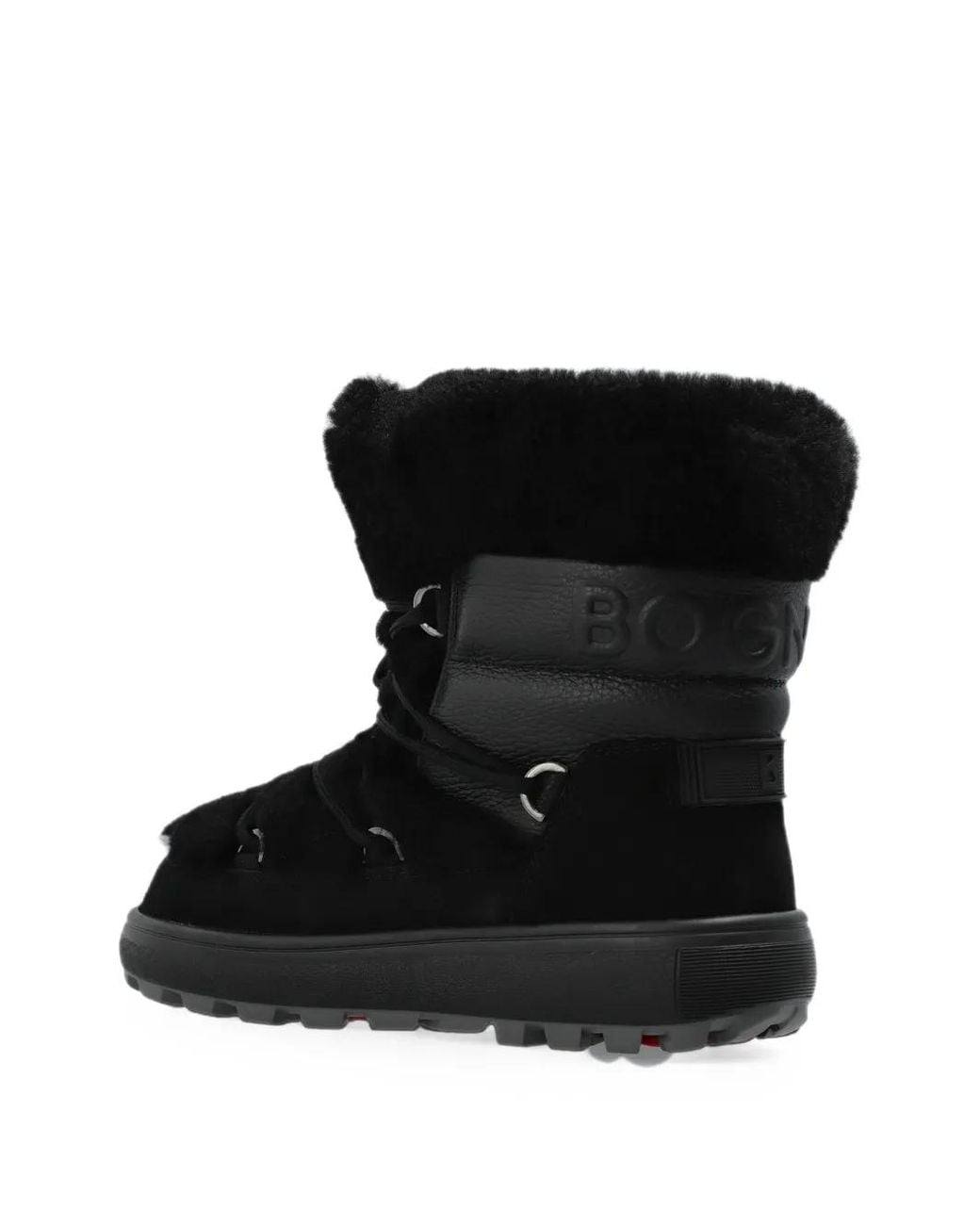 Bogner Black Chamonix Shearling-Trim Leather Snow Boots