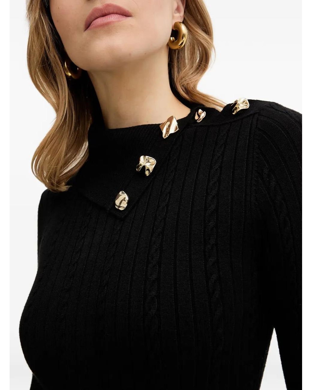 Guess Black Priscilla Button-Detail Midi Dress