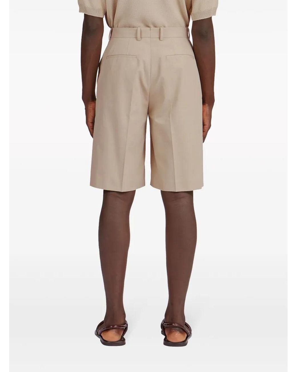 Ferragamo Natural Pressed-Crease Bermuda Shorts for men