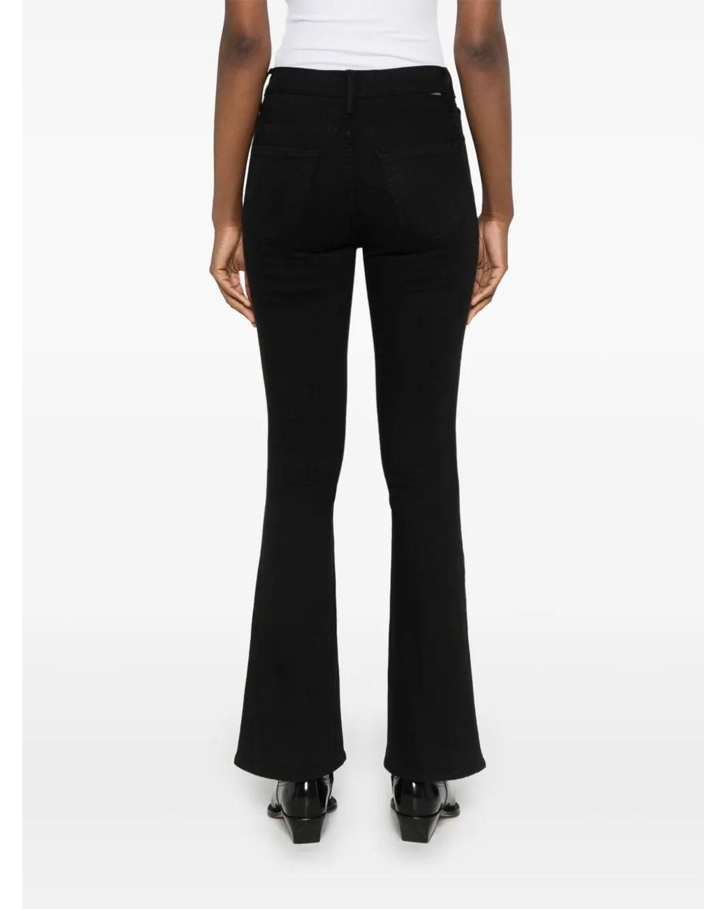 Mother Black High-Rise Flared Skinny Jeans