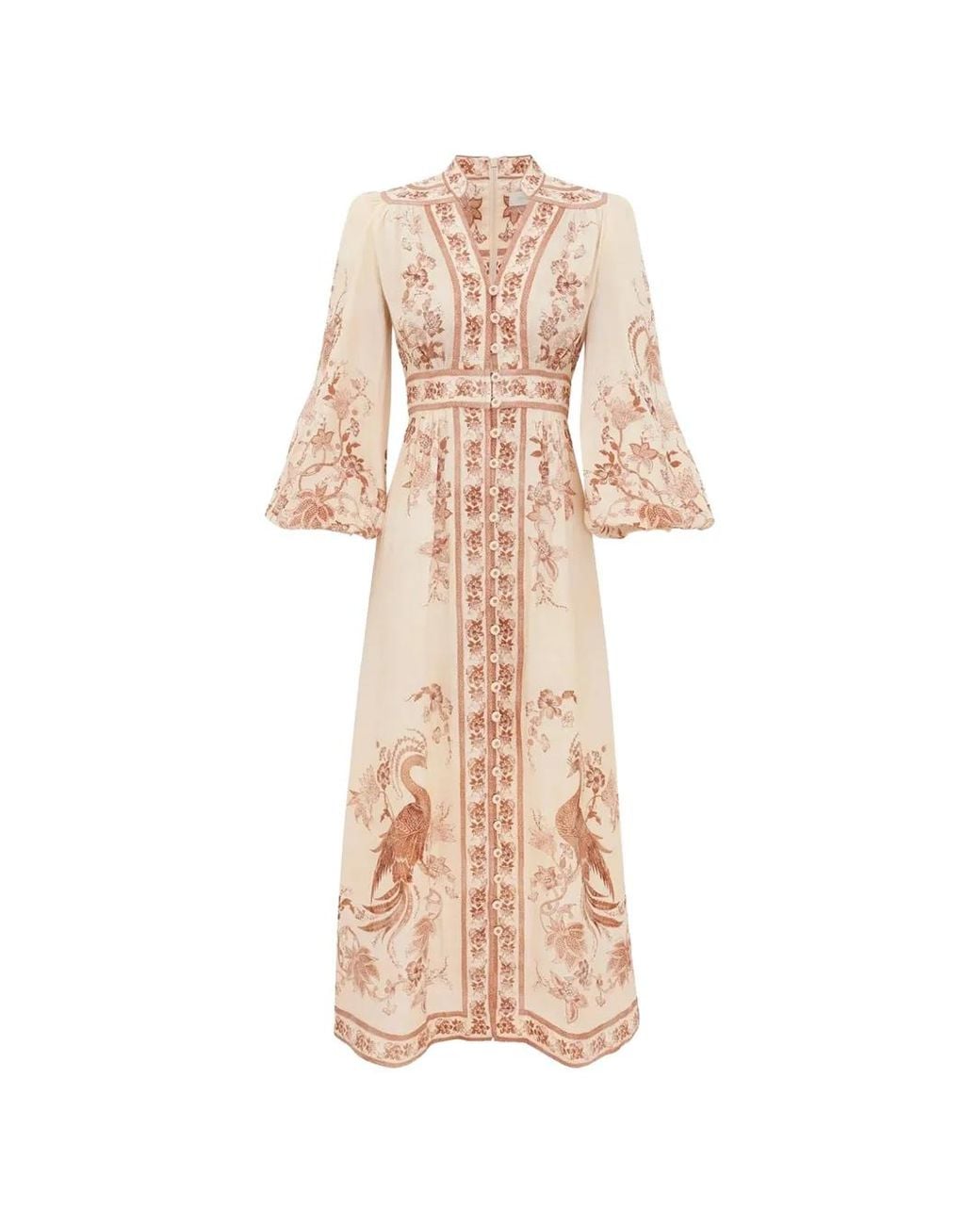 Zimmermann Pink Indra Floral-Print Midi Dress