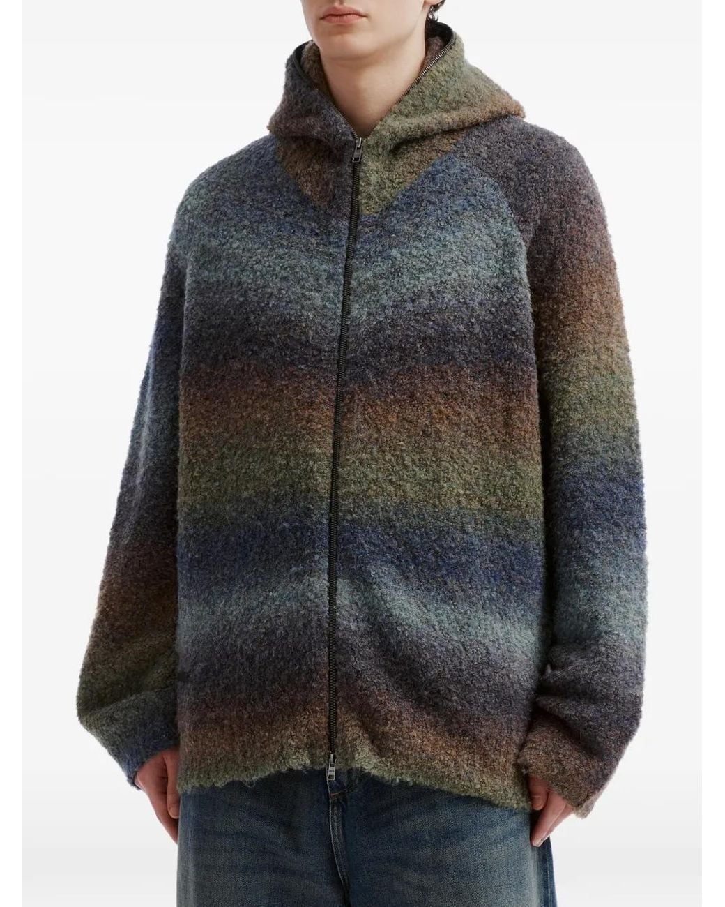 Izzue Blue Gradient-Effect Zip-Up Hoodie for men