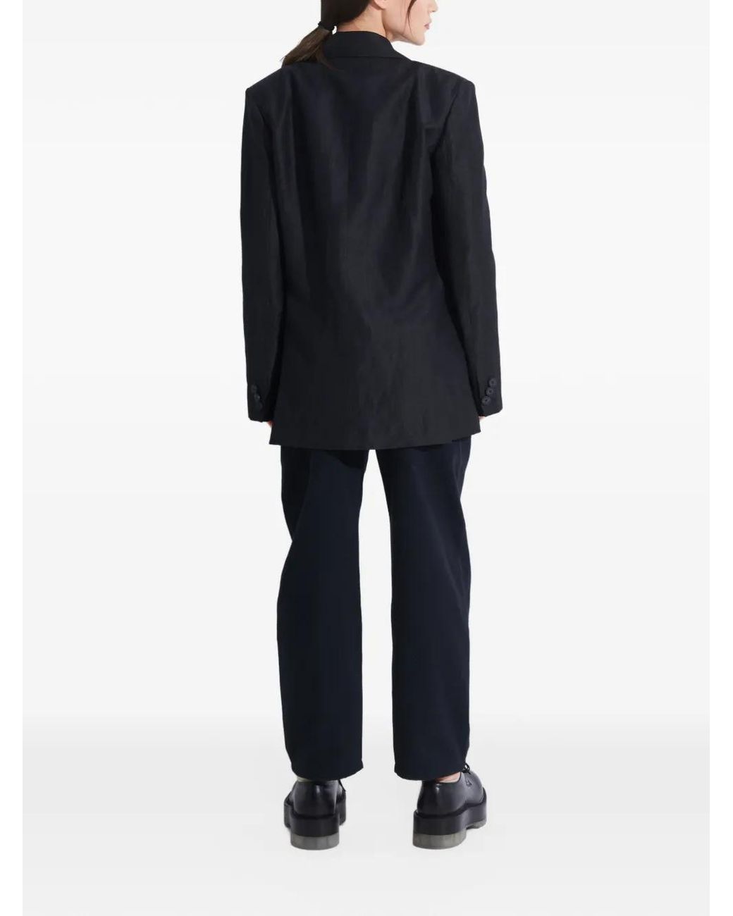 Tessitura Black Oversized Wide-Lapel Blazer