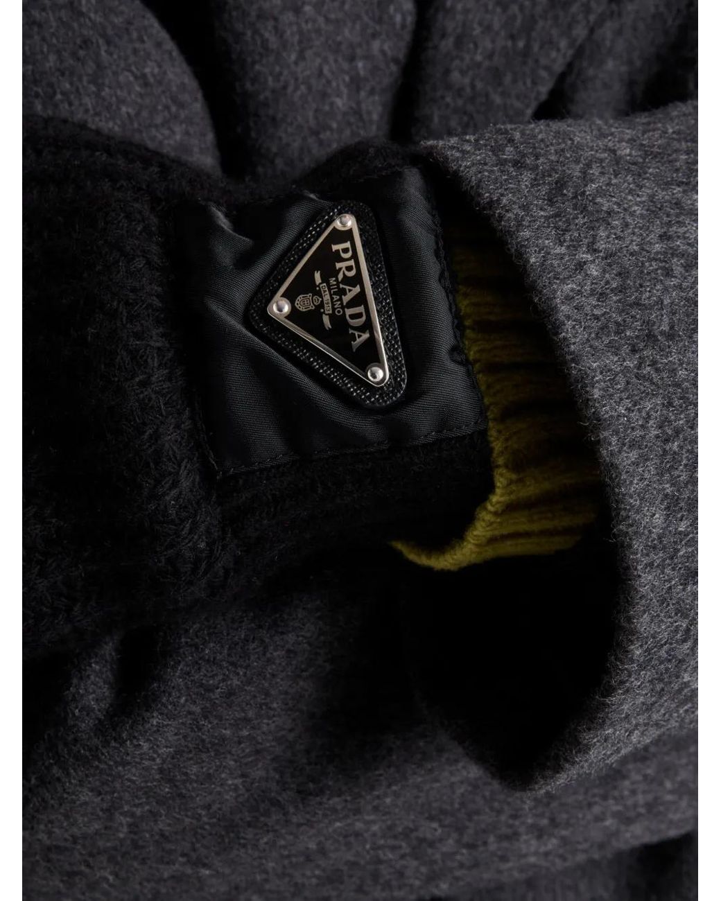 Prada Black Triangle-Logo Gloves for men
