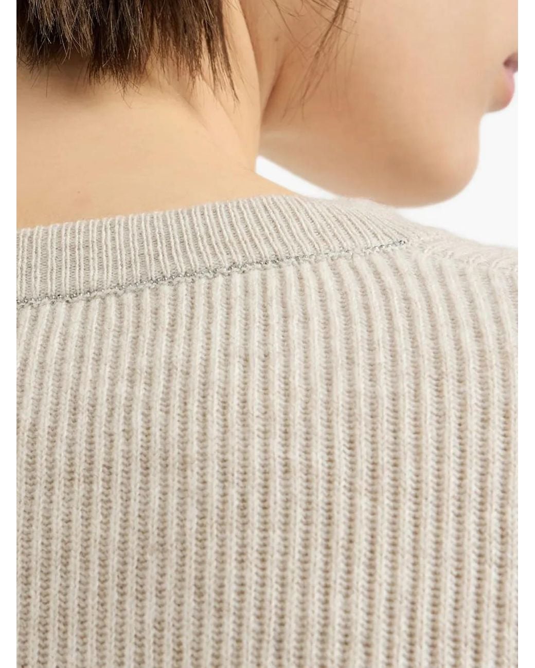 Brunello Cucinelli Natural Long-sleeve Knitted Jumper