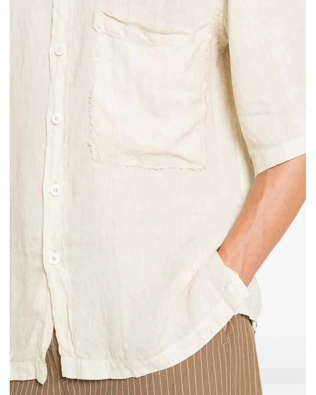 INLINUM White Chest-Pocket Short-Sleeve Shirt for men