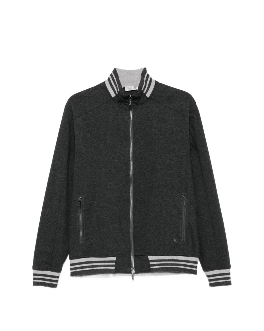 Panicale Black Striped-Trim Zip-Up Jacket for men