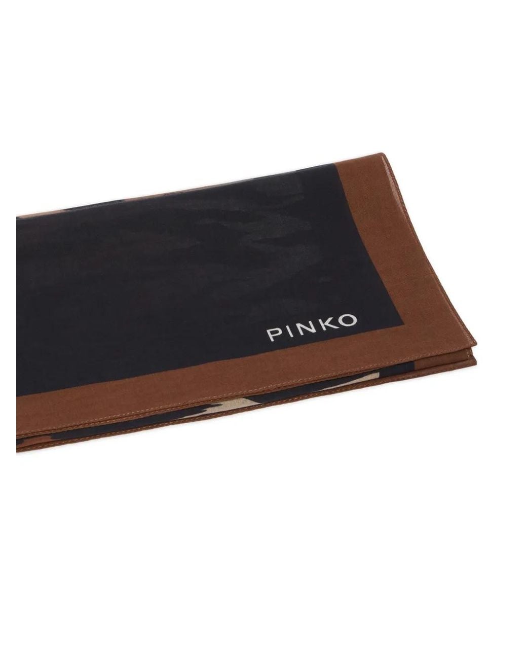 Pinko Black Marrone Animal Print Cotton Scarf