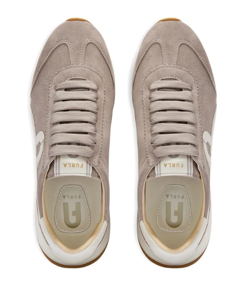 Furla White Retrò Logo-Detail Lace-Up Sneakers