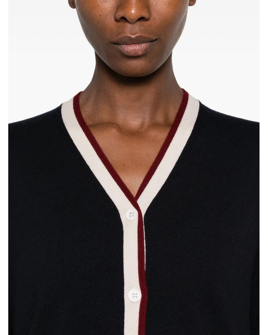 Max Mara Black Contrast-Trim Front-Pocket Cardigan