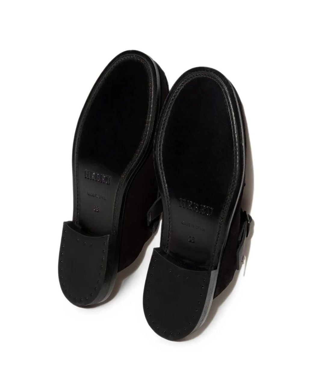 Hereu Black Buckle-Strap Suede Mules for men