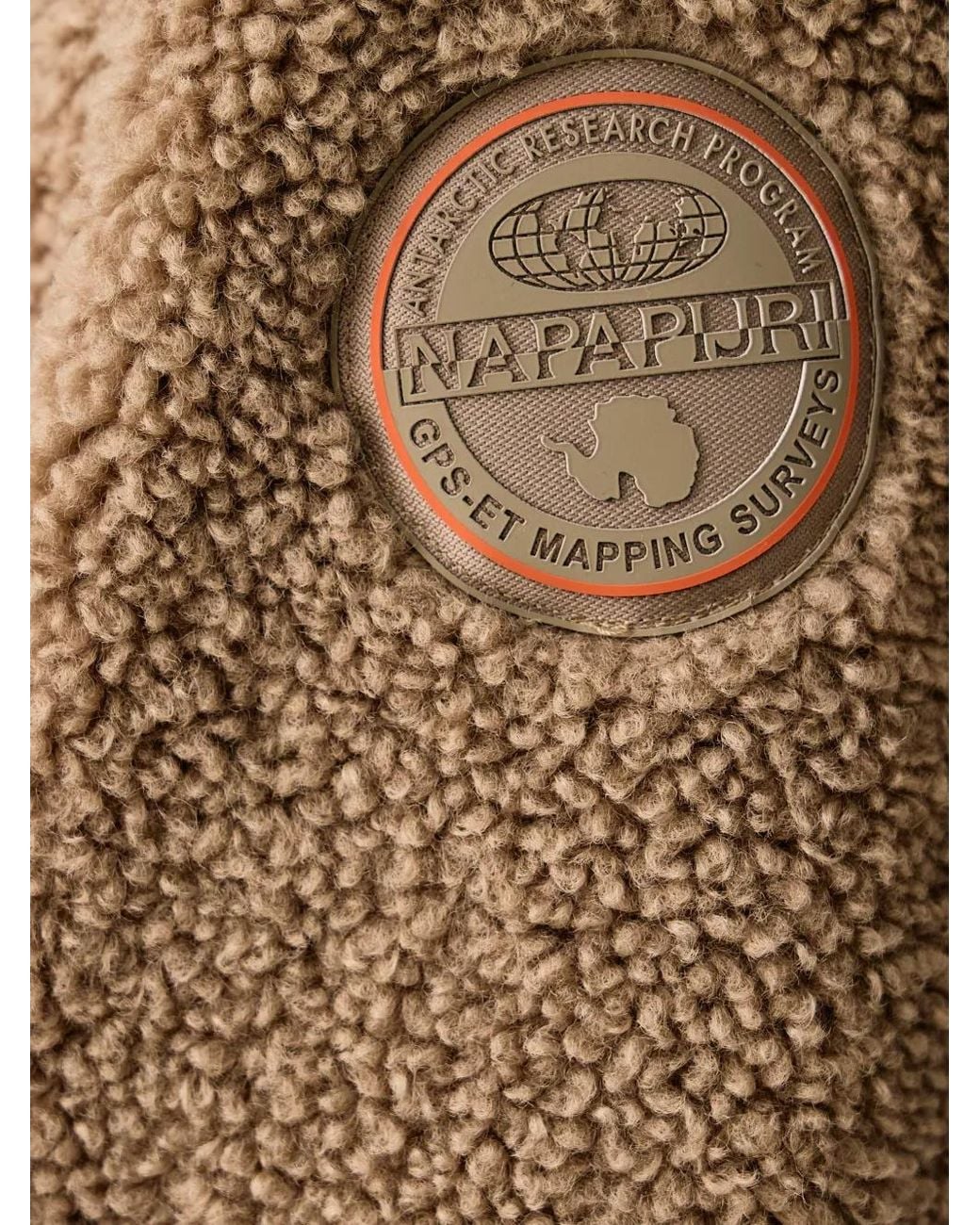 Napapijri Brown Fleece-Texture Logo-Patch Jacket for men
