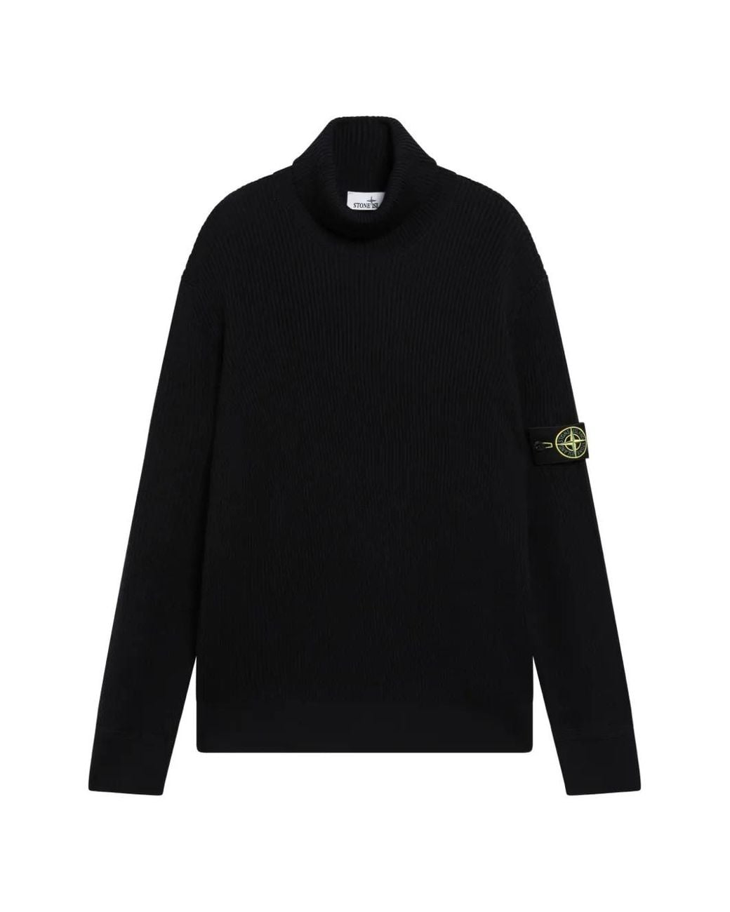 Stone Island Black 5100052 Full-Rib Rws Wool Turtleneck Jumper With Finely Ribbed Trims for men
