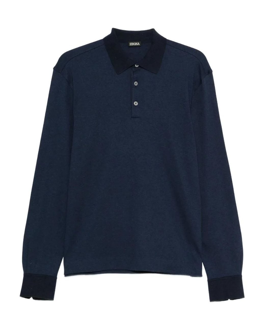 Zegna Blue Long-Sleeve Polo Shirt for men