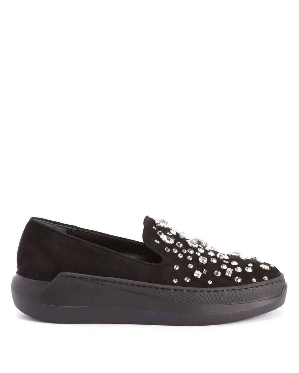 Giuseppe Zanotti Black Afelia Crystal-Embellished Loafers