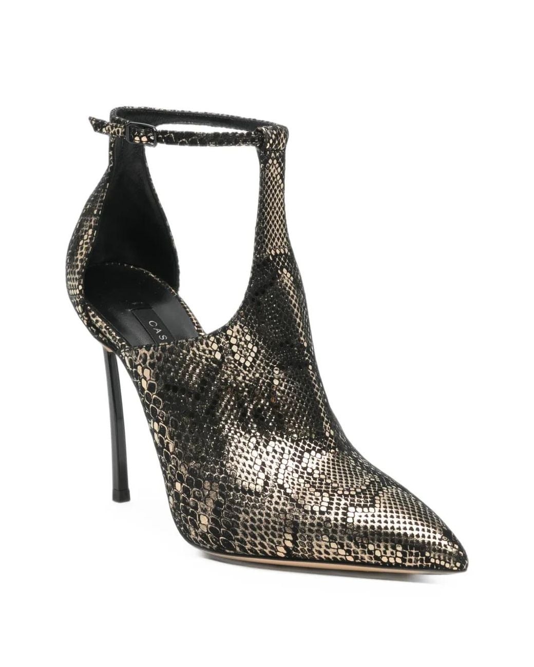 Casadei Black Snake-Effect Buckled Pumps
