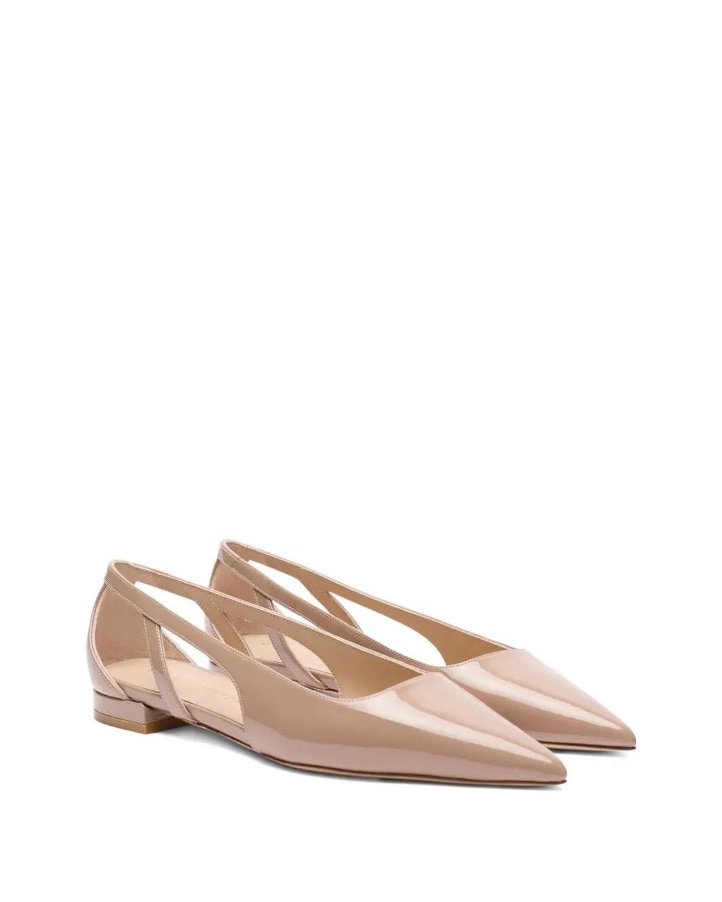 Stuart Weitzman Pink Pointed-Toe Flat Pumps