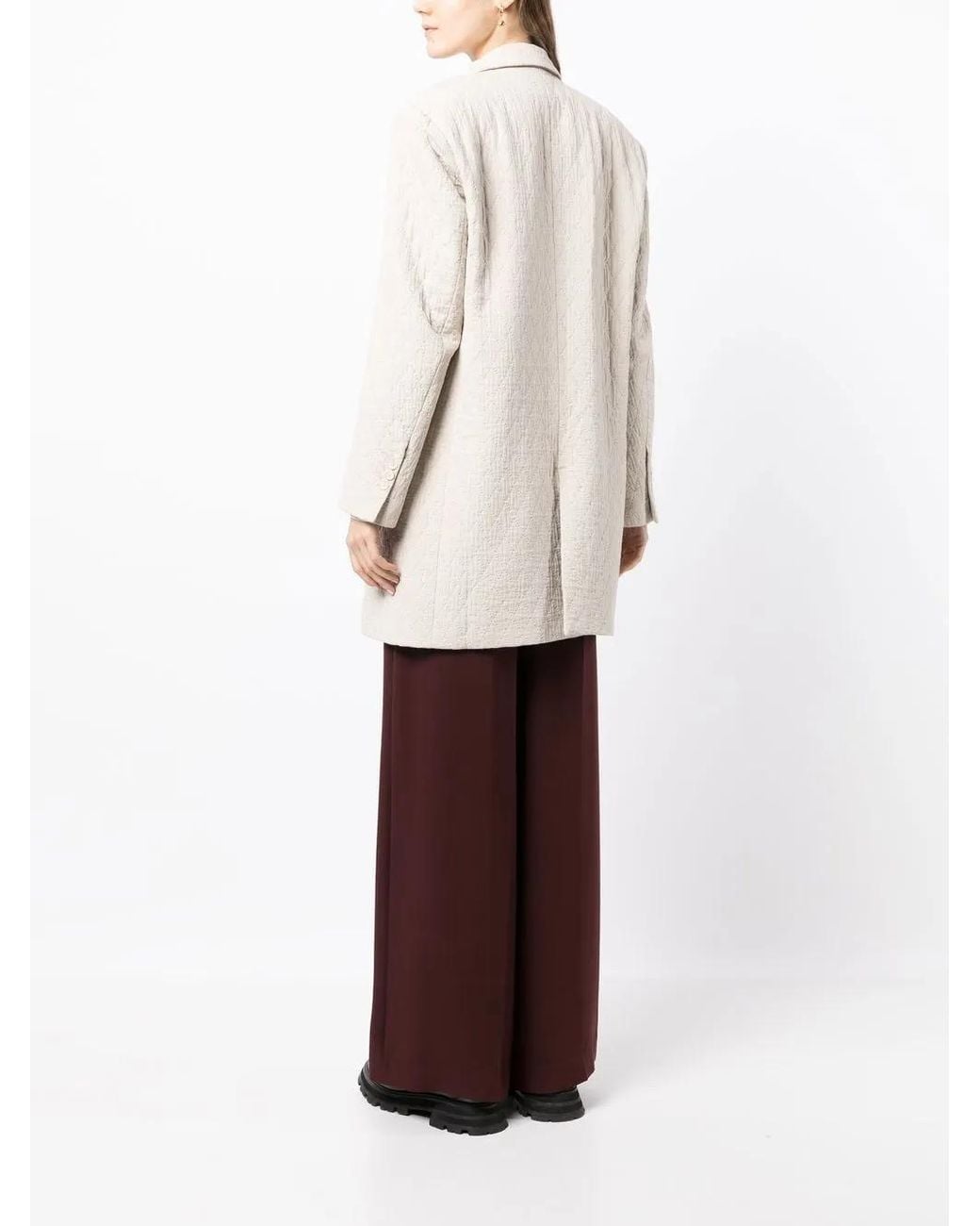 Uma Wang White Double-Breasted Tailored Coat
