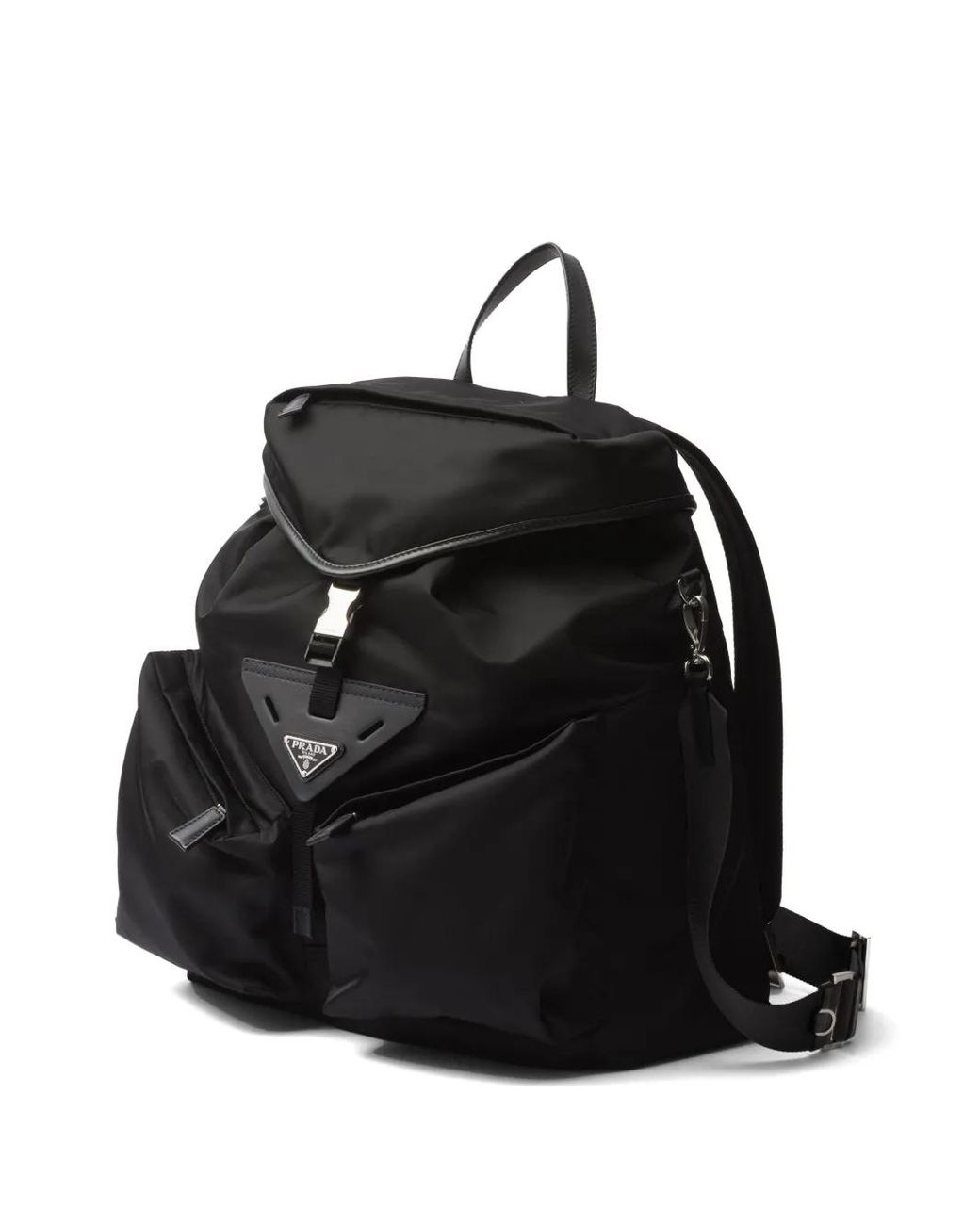 Prada Re-Nylon Rugzak Met Leren Afwerking in het Black voor heren