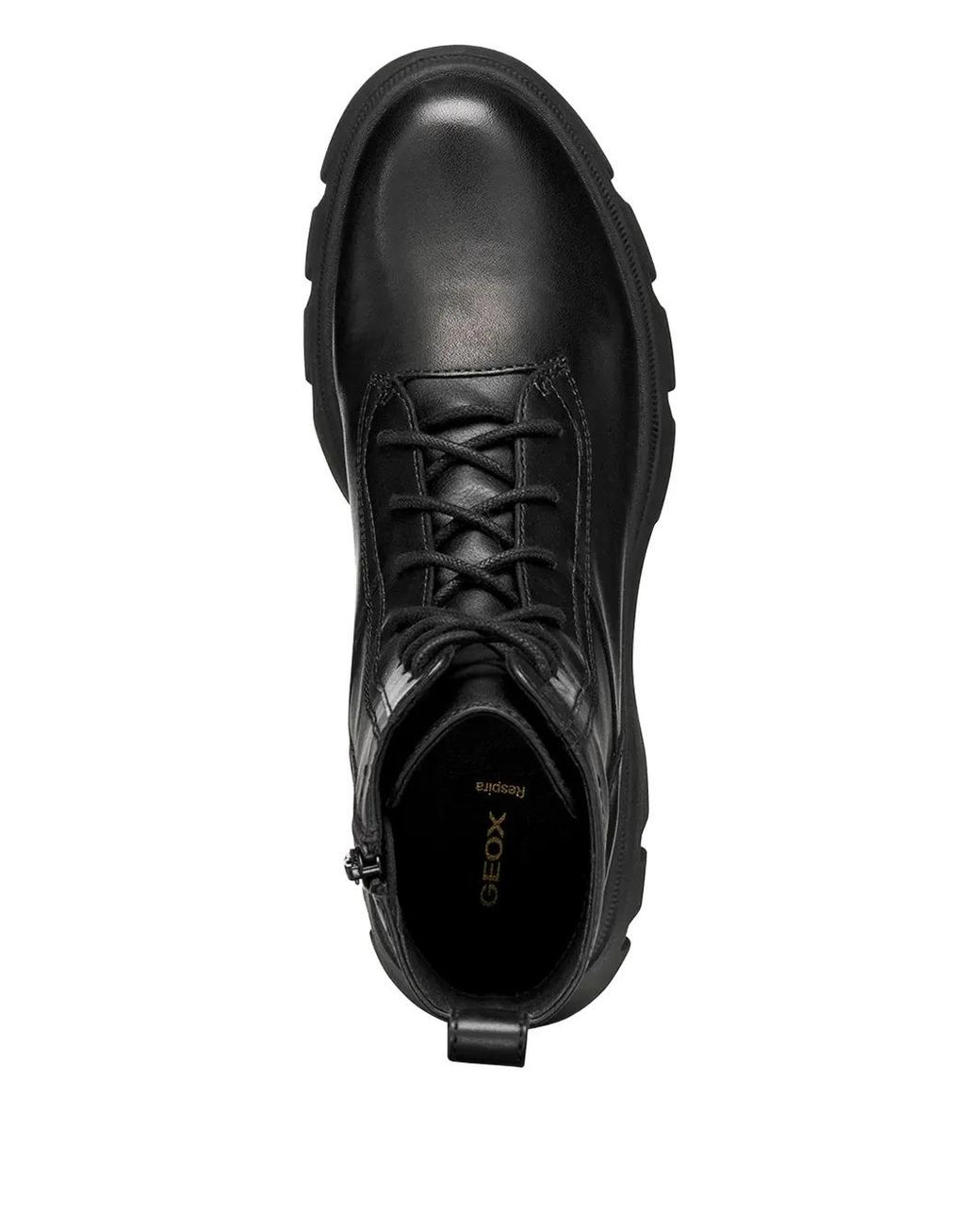 Geox Black Lace-Up Leather Boots