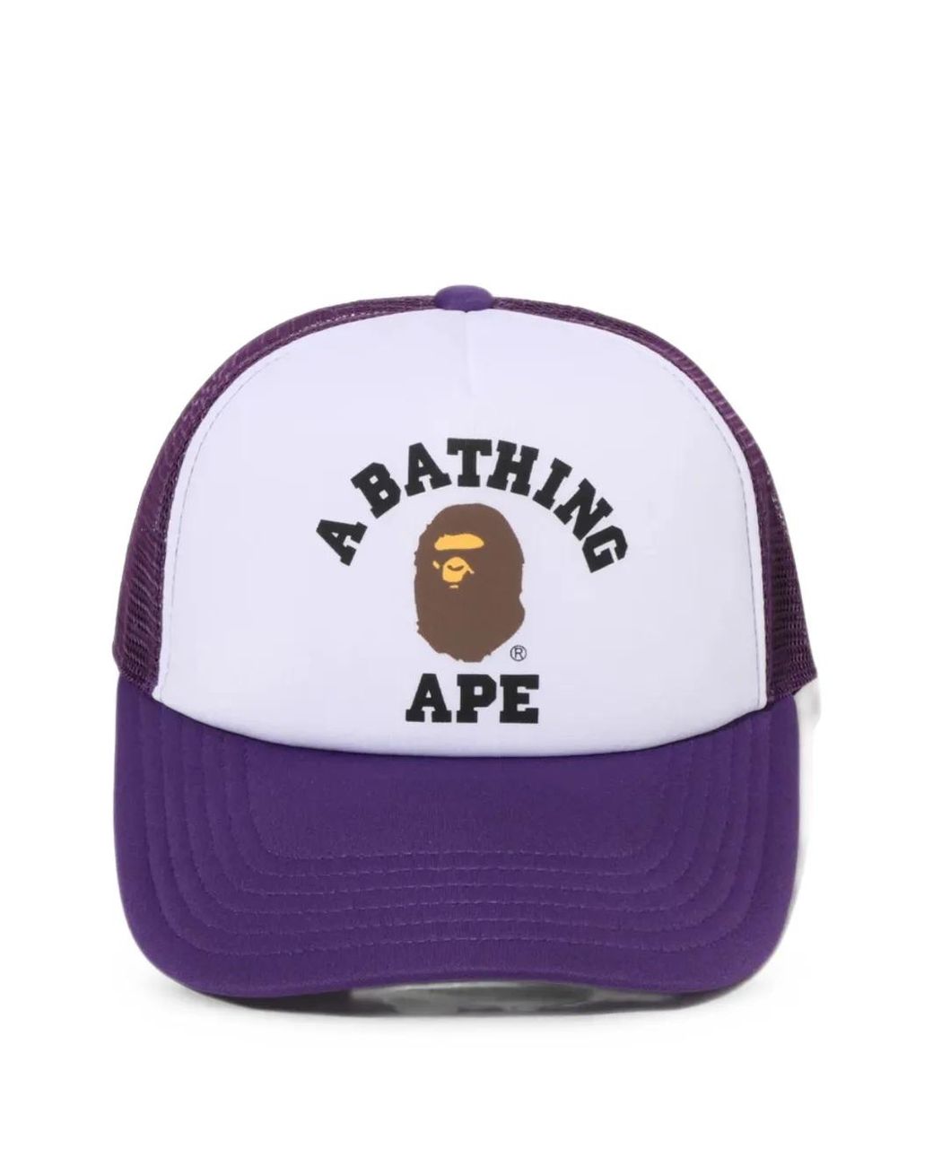 A Bathing Ape Purple College Logo-Print Trucker Cap