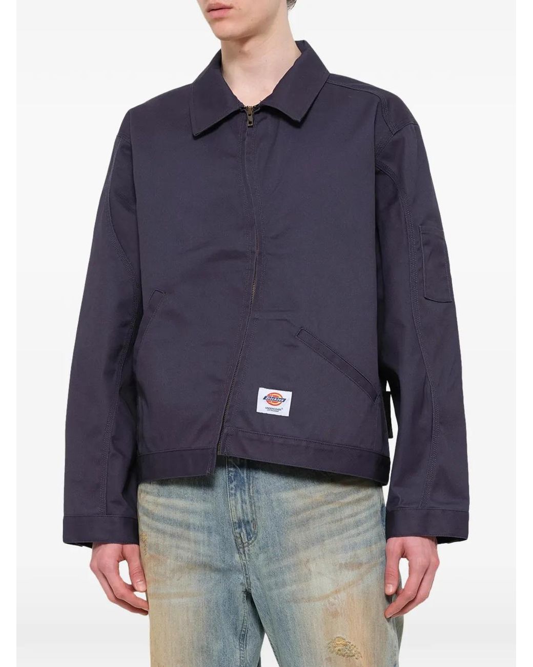 Undercover Blue X Dickies Curved-Zip Shirt Jacket for men