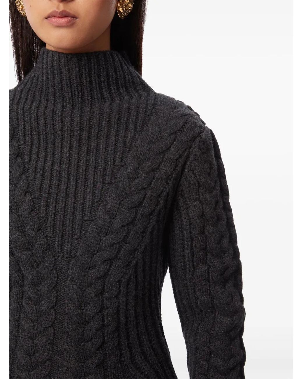 Nina Ricci Black Cable-Knit Wool-Blend Jumper