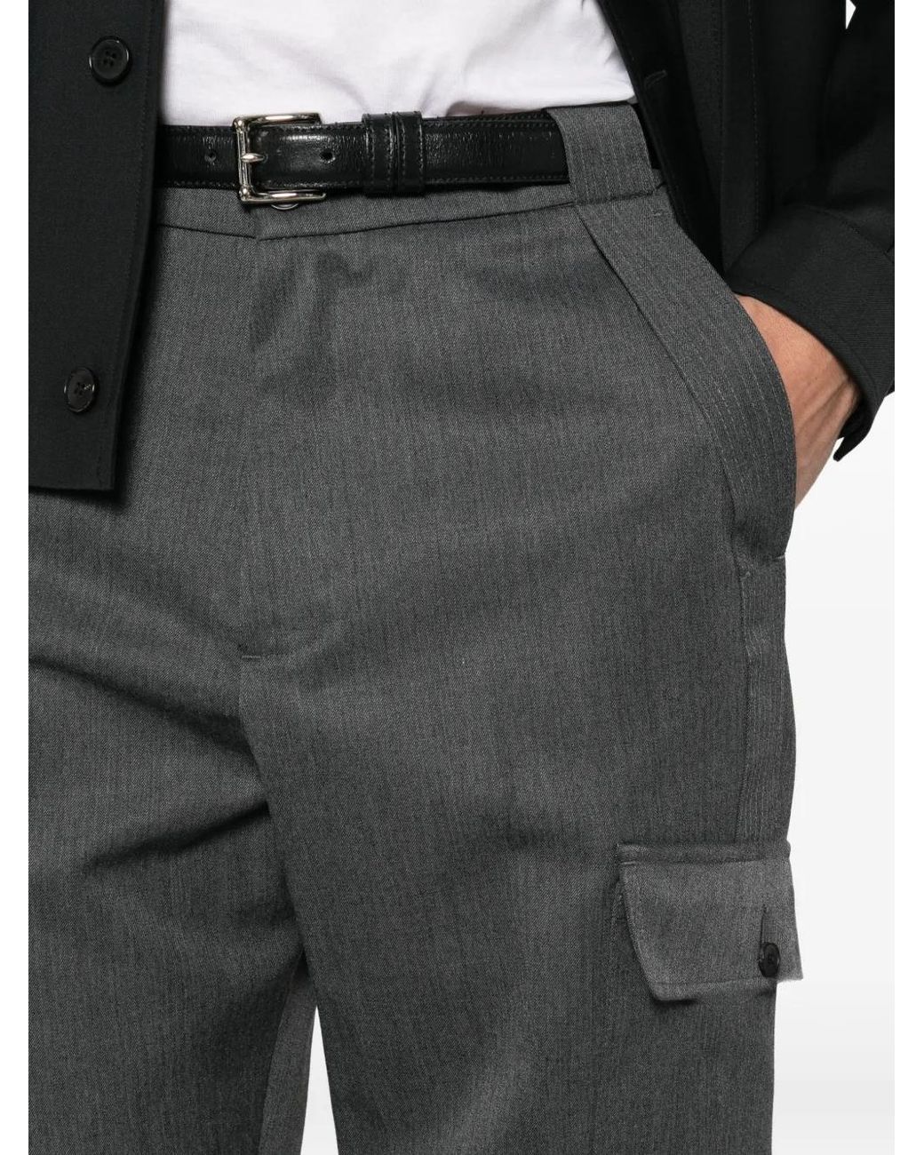 Low Brand Gray Straight-Leg Cargo Trousers for men