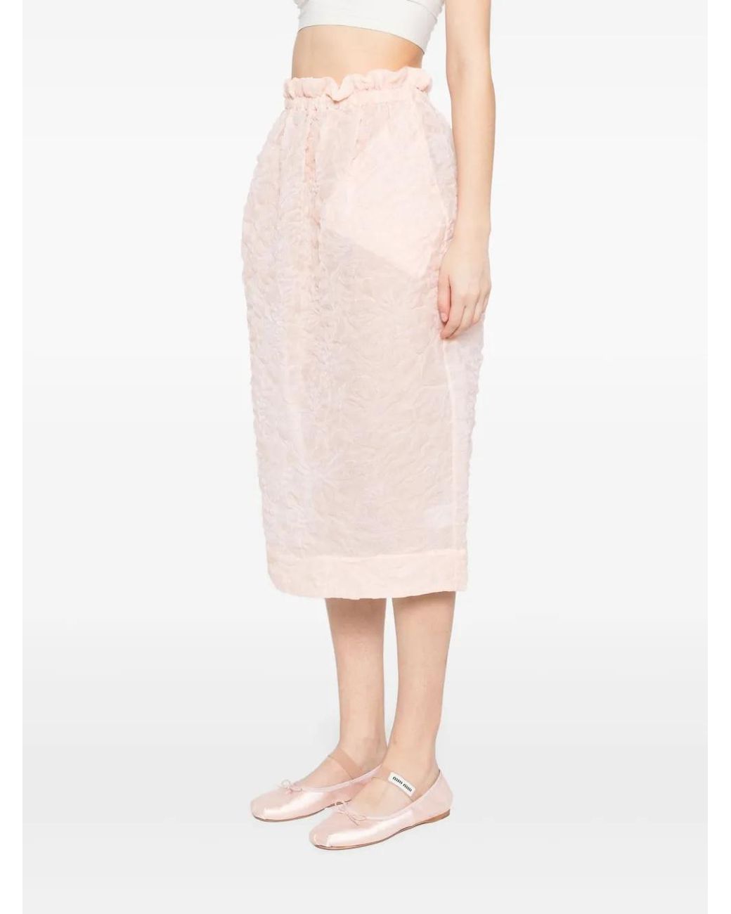 Simone Rocha Pink Jupe À Taille Volantée
