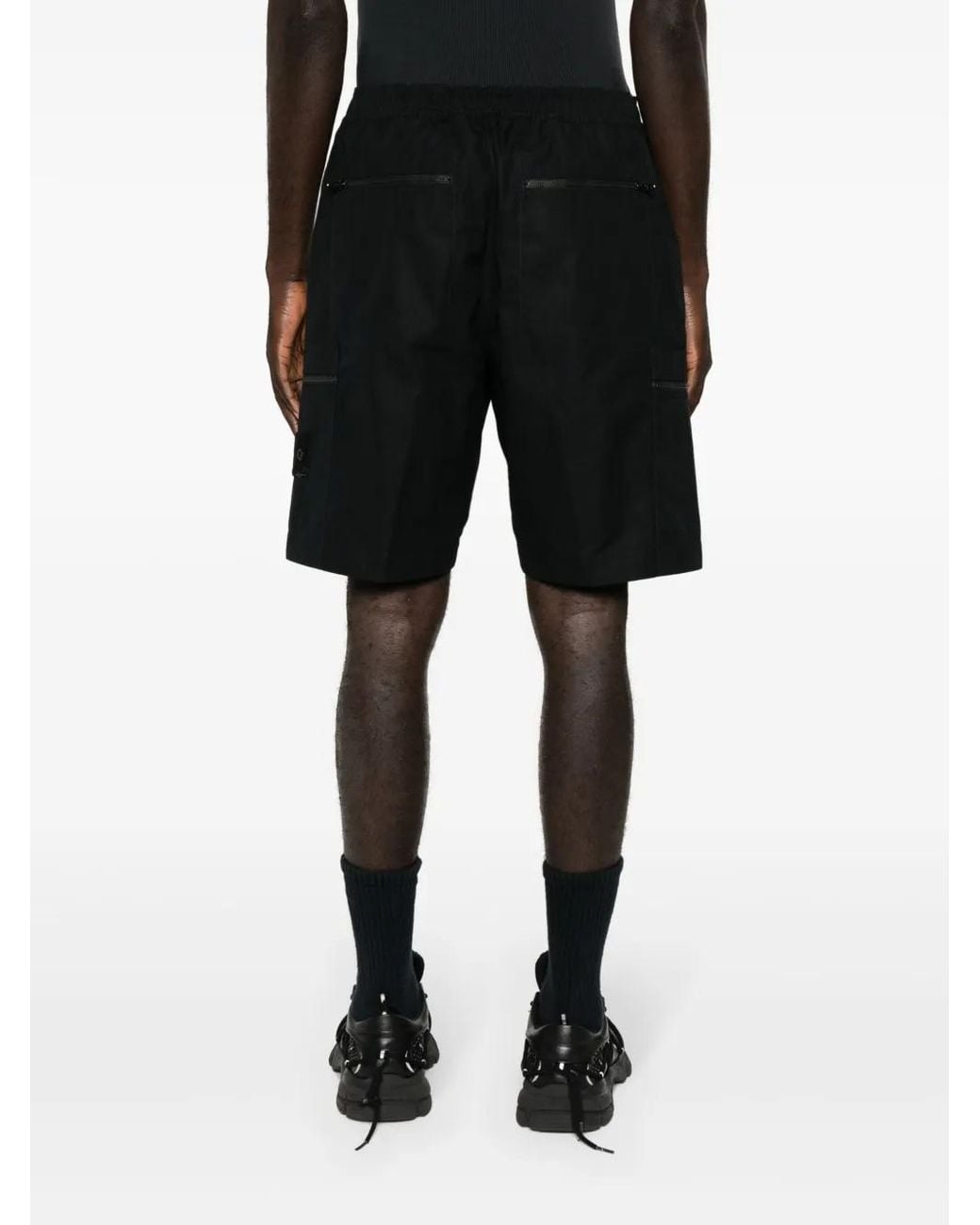 Stone Island Black Cotton Shorts For for men