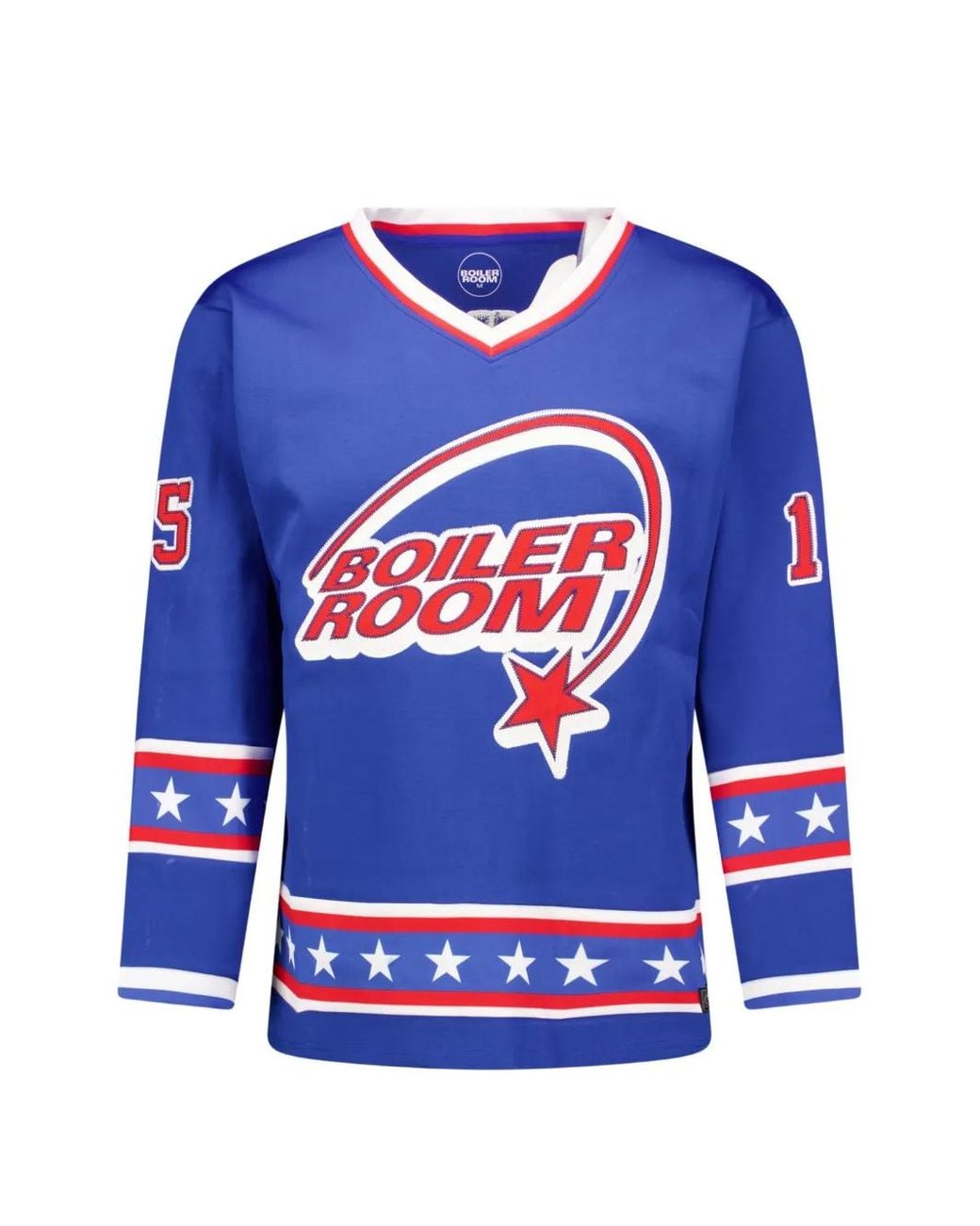 BOILER ROOM Blue Hockey Logo-Print V-Neck Jersey for men