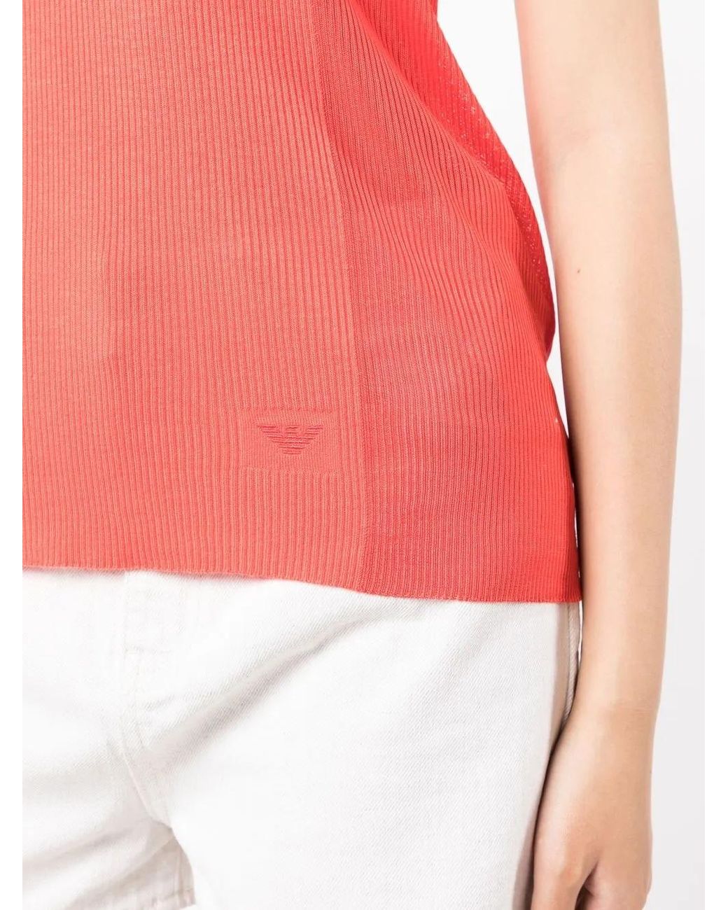Emporio Armani Pink Ribbed Tank Top