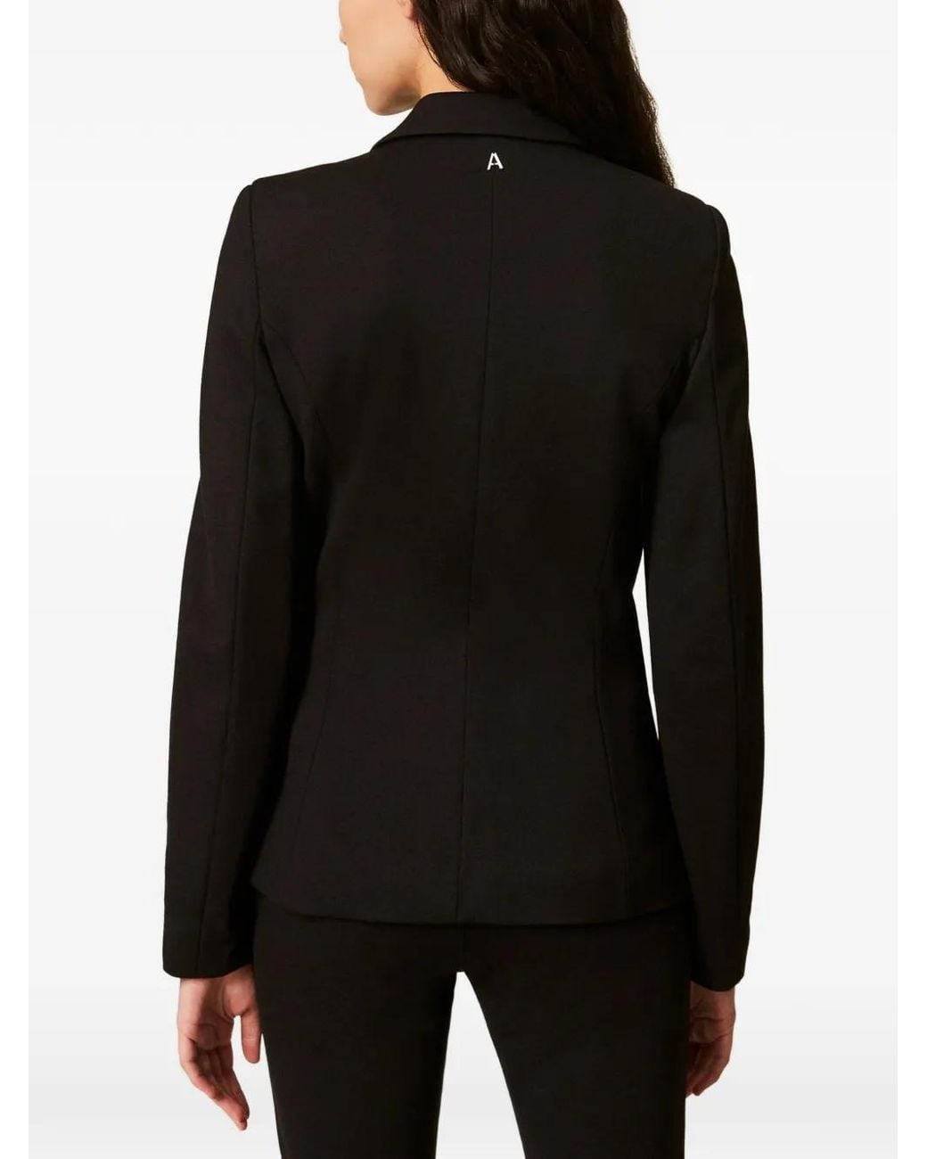 Twinset Black Blazer With Floral Brooch