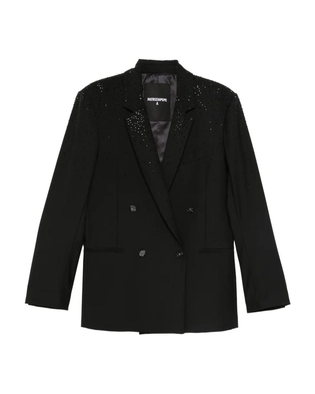 Patrizia Pepe Black Rhinestone-Embellished Blazer for men